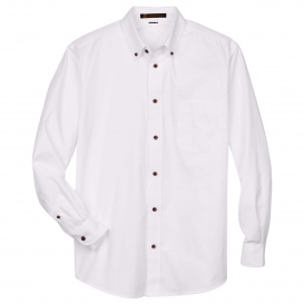 Harriton M500 Easy Blend Long-Sleeve Twill Shirt with Stain Release - White