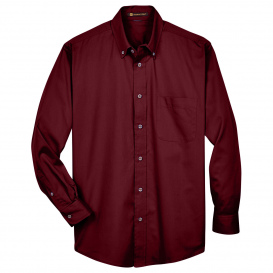 Harriton M500 Easy Blend Long-Sleeve Twill Shirt with Stain Release - Wine
