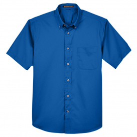 Harriton M500S Men\'s Easy Blend Short-Sleeve Twill Shirt with Stain Release - French Blue