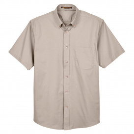 Harriton M500S Men's Easy Blend Short-Sleeve Twill Shirt with Stain Release - Stone
