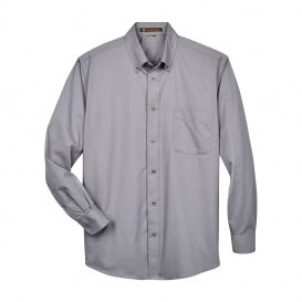 Harriton M500T Men's Tall Easy Blend Long Sleeve Twill Shirt with Stain Release - Dark Grey