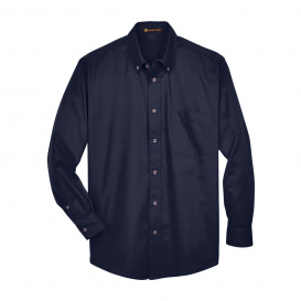 Harriton M500T Men's Tall Easy Blend Long Sleeve Twill Shirt with Stain Release - Navy