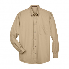 Harriton M500T Men\'s Tall Easy Blend Long Sleeve Twill Shirt with Stain Release - Stone