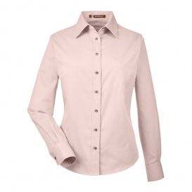 Harriton M500W Ladies Easy Blend Long Sleeve Twill Shirt with Stain Release - Blush