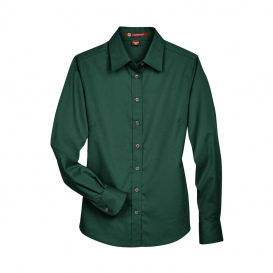 Harriton M500W Ladies Easy Blend Long Sleeve Twill Shirt with Stain Release - Hunter