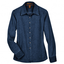 Harriton M550W Ladies 6.5 oz. Long Sleeve Denim Shirt - Dark Denim