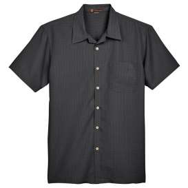 Harriton M560 Men\'s Barbados Textured Camp Shirt - Black