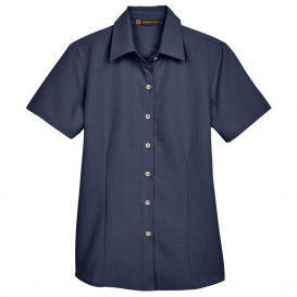 Harriton M560W Ladies Barbados Textured Camp Shirt - Navy