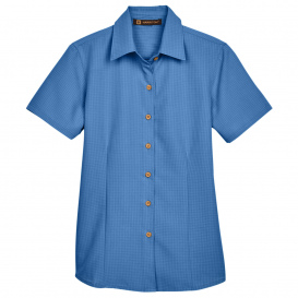 Harriton M560W Ladies Barbados Textured Camp Shirt - Pool Blue