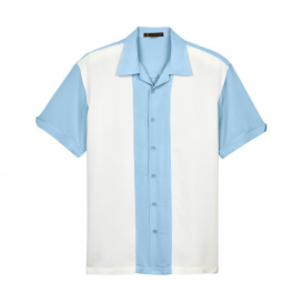 Harriton M575 Men\'s Two-Tone Bahama Cord Camp Shirt - Cloud Blue/Creme