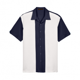Harriton M575 Men\'s Two-Tone Bahama Cord Camp Shirt - Navy/Creme