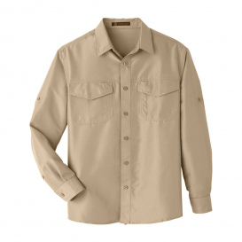 Harriton M580L Men's Key West Long Sleeve Performance Staff Shirt - Khaki