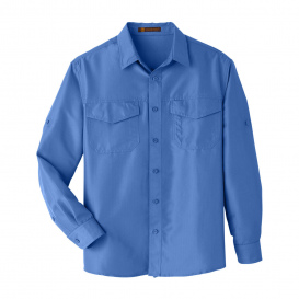 Harriton M580L Men\'s Key West Long Sleeve Performance Staff Shirt - Pool Blue