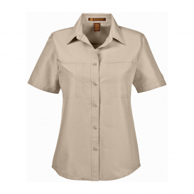 Harriton M580W Ladies Key West Short Sleeve Performance Staff Shirt - Khaki