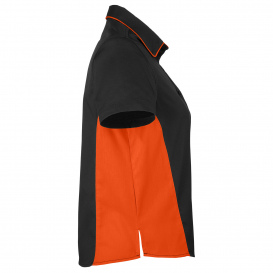 Harriton M586W Ladies Flash IL Colorblock Short-Sleeve Shirt - Black/Team Orange