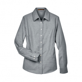 Harriton M600W Ladies Long Sleeve Oxford with Stain Release - Oxford Grey