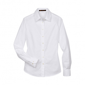 Harriton M600W Ladies Long Sleeve Oxford with Stain Release - White