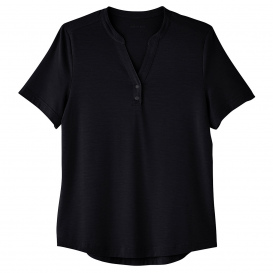North End NE100W Ladies Jaq Snap-Up Stretch Performance Henley - Black