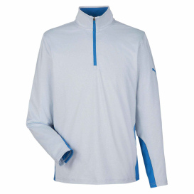PUMA Golf PG410 Mesa Stripe Quarter-Zip - Lake Blue/Bright White