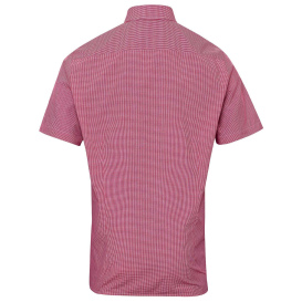 Reprime RP221 Men\'s Microcheck Gingham Short-Sleeve Cotton Shirt - Red/White