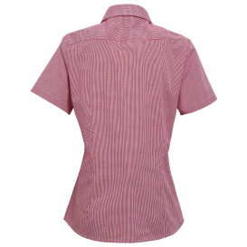 Reprime RP321 Ladies\' Microcheck Gingham Short-Sleeve Cotton Shirt - Red/White