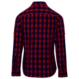 Reprime RP350 Ladies\' Mulligan Check Long-Sleeve Cotton Shirt - Red/Navy