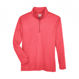 Team 365 TT31H Men's Zone Sonic Heather Performance Quarter-Zip - Sport Red Heather