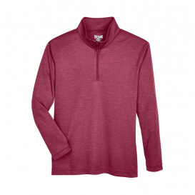 Team 365 TT31HY Youth Zone Sonic Heather Performance Quarter-Zip - Sport Maroon Heather
