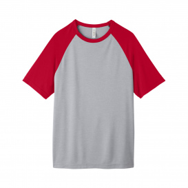 Team 365 TT62 Unisex Zone Colorblock Raglan T-Shirt - Athletic Heather/Sport Red
