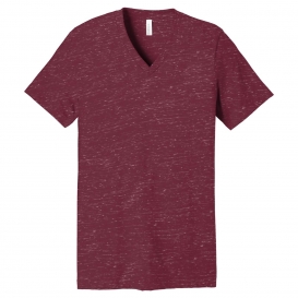 Bella + Canvas BC3005 Unisex Jersey Short Sleeve V-Neck Tee - Maroon Marble