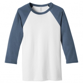 Bella + Canvas BC3200 Unisex 3/4-Sleeve Baseball Tee - White/Denim