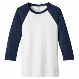 Bella + Canvas BC3200 Unisex 3/4-Sleeve Baseball Tee - White/Navy