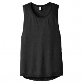 Bella + Canvas BC8803 Women's Flowy Scoop Muscle Tank - Black Heather