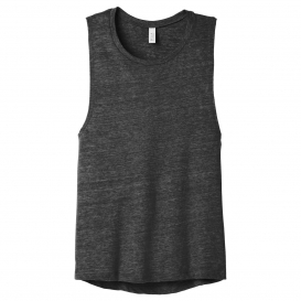 Bella + Canvas BC8803 Women\'s Flowy Scoop Muscle Tank - Charcoal-Black Slub