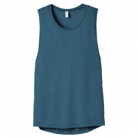 Bella + Canvas BC8803 Women\'s Flowy Scoop Muscle Tank - Heather Deep Teal