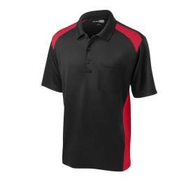 CornerStone CS416 Select Snag-Proof Two Way Colorblock Pocket Polo - Black/Red