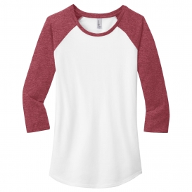 District DT6211 Juniors Very Important Tee 3/4-Sleeve Raglan - Heathered Red/White