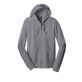 District DT1100 Jersey Full-Zip Hoodie - Dark Heather Grey