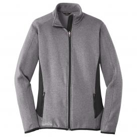 Eddie Bauer EB239 Ladies Full-Zip Heather Stretch Fleece Jacket - Grey Heather