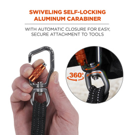 Ergodyne Squids 3714 Elastic Tool Tail Lanyard - with Carabiner and Cinch Loop