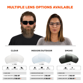 Ergodyne Dellenger 50065 Safety Glasses - Black Frame - Indoor/Outdoor Fog-Off Anti-Fog Lens