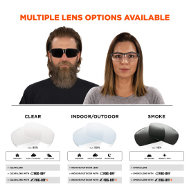 Ergodyne Dellenger 50067 Safety Glasses - Black Frame - Smoke Fog-Off Anti-Fog Lens