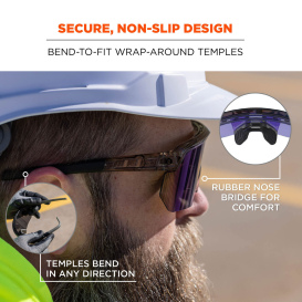 Ergodyne Aegir 55012 Safety Glasses - Clear Smoke Frame - Blue Fog-Off Anti-Fog Mirror Lens