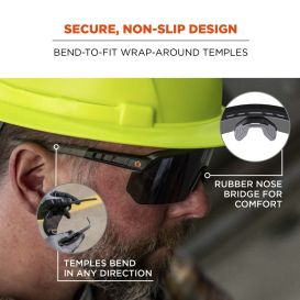 Ergodyne Aegir 55063 Safety Glasses - Black Frame - Smoke Polarized Anti-Fog Mirror Lens