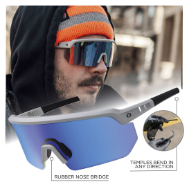 Ergodyne Aegir 55211 Safety Glasses - Matte Gray Frame - Color Enhancing Mirror Ice Blue Lens