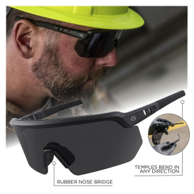 Ergodyne Aegir 55221 Safety Glasses - Matte Black Frame - Enhanced Anti-Fog Smoke Lens
