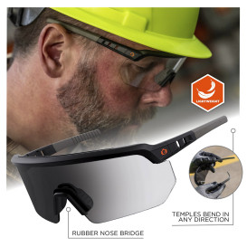 Ergodyne Aegir 58310 Anti Scratch Safety Glasses - Black Frame - Photochromic Anti-Fog Lens