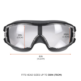 Ergodyne Arkyn 60312 Elastic Strap Safety Goggles - Black Frame - Clear Anti-Fog Lens