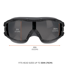 Ergodyne Arkyn 60313 Elastic Strap Safety Goggles - Black Frame - Smoke Anti-Fog Lens