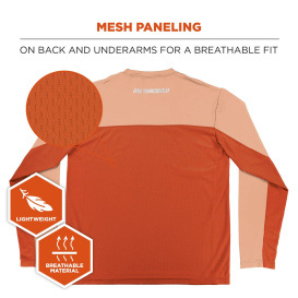 Ergodyne Chill-Its 6689 Cooling Long Sleeve Sun Shirt with UV Protection - Orange